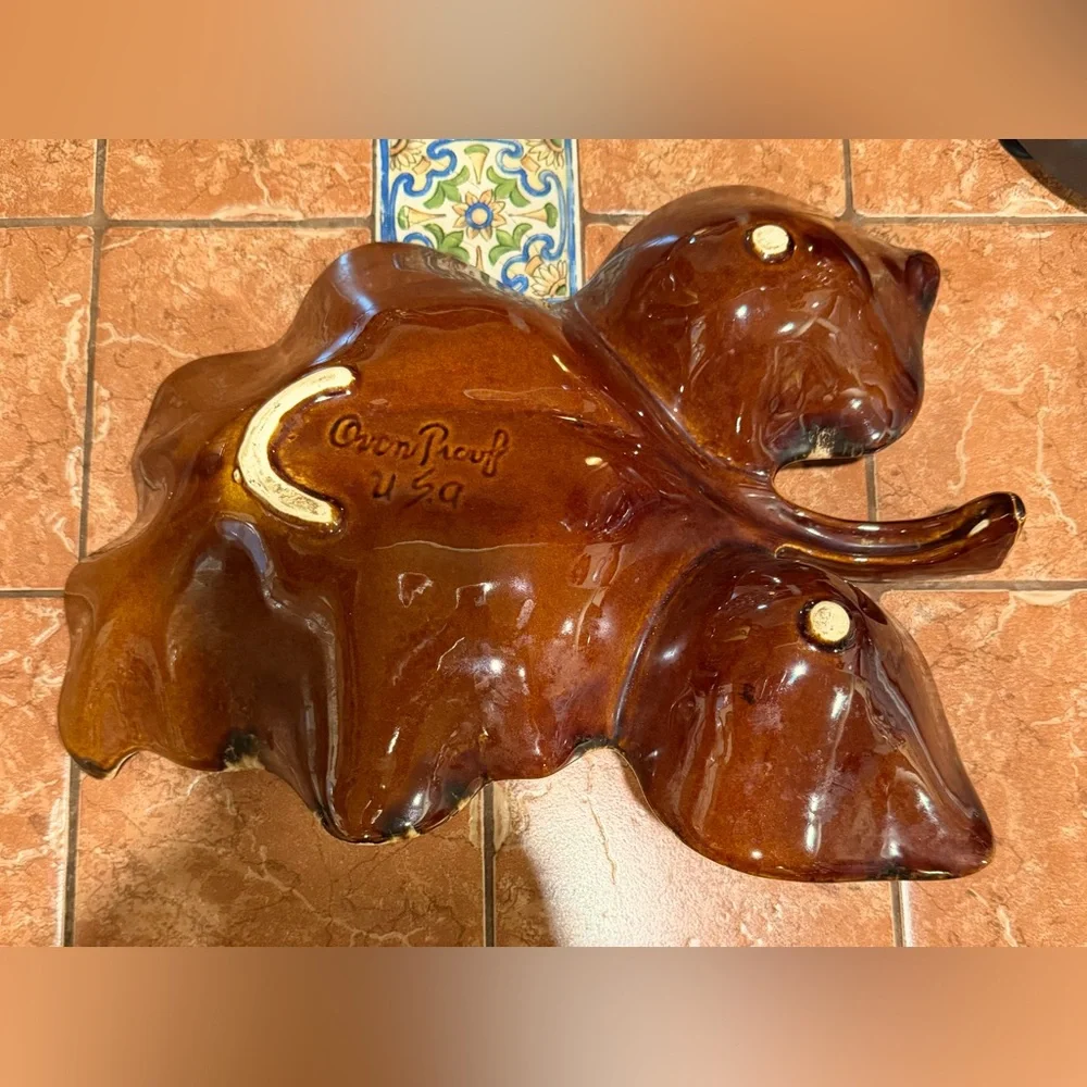 Vintage Hull Pottery Maple Leaf Drip Glazed Platter